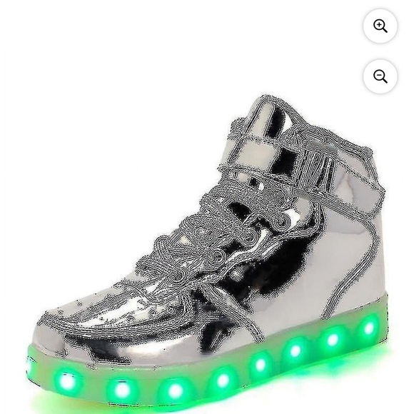 IGxx Men's LED Light Up High Top Sneakers - Chrome Silver & Futuristic Style 9 - Picture 12 of 14